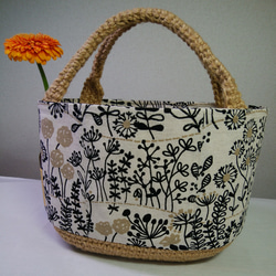麻糸と布のバッグ　野の花 6枚目の画像