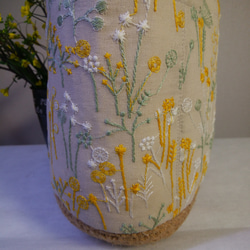 麻糸と布のバッグ　刺繍野の花 2枚目の画像
