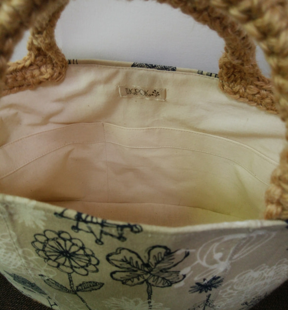 麻糸と布のバッグ　切り花 3枚目の画像