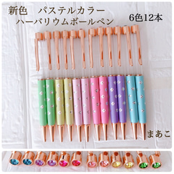 新作 パステルカラー 花柄 ハーバリウムボールペン 6色 12本