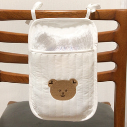 人気　小物入れ　くま　キルティング　刺繍　ベビーカーバッグ　収納バッグ　綿　クマ 5枚目の画像