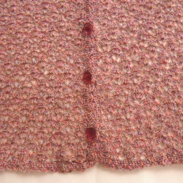 ミックスサマーヤーンでかぎ針編したレーシー半袖カーディガン 5枚目の画像