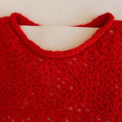 真っ赤な極細モヘアかぎ針編みベスト 3枚目の画像
