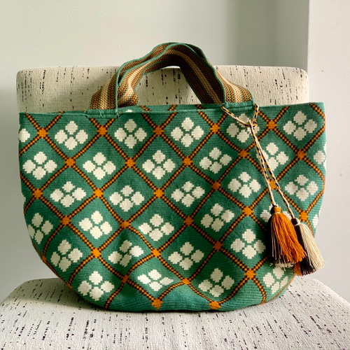 コロンビア発Wayuu トートバッグ グリーン XXLサイズ トートバッグ  
