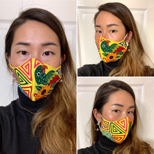 パナマ発クナ族手作り モラ刺繍立体 カラフルマスク 布マスク パナマ発クナ族手作り モラ刺繍立体 カラフルマスク 布マスク