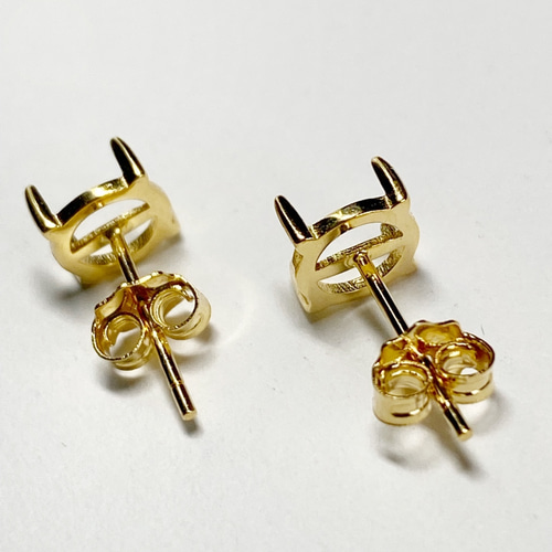 ピアス枠　サンプル 1ペア/2ピース】4本爪ピアスポスト空枠＆キャッチ カボション6mm用