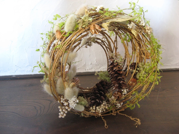 秋の森　ドライフラワーリース 森のリース（置くリース） ドライフラワー BrightBerry 通販 317280
