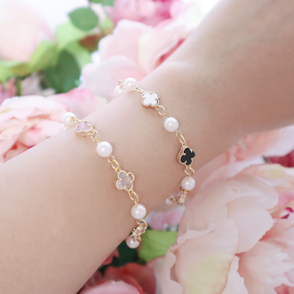 SALE価格】クローバーパールゴールドブレスレット ブレスレット ୨୧