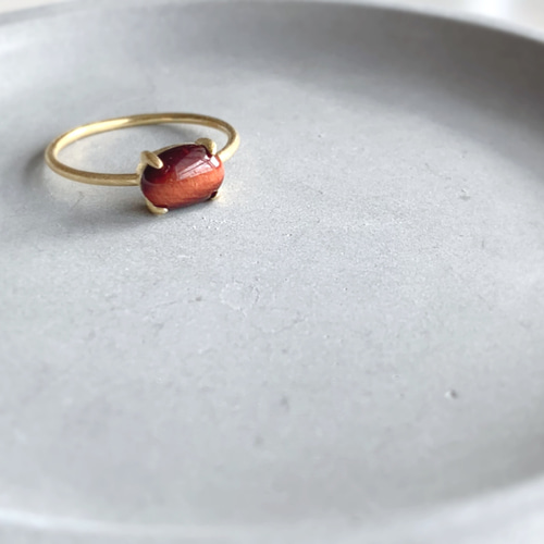 天然石 レッドタイガーアイ 爪留めリング 指輪 silver925 18kgp 指輪