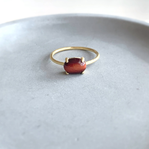 天然石 レッドタイガーアイ 爪留めリング 指輪 silver925 18kgp 指輪