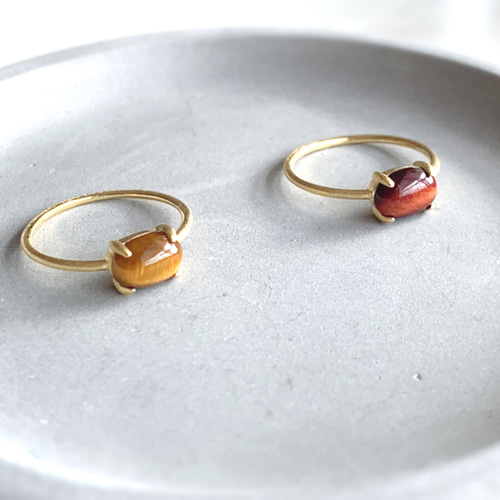 天然石 レッドタイガーアイ 爪留めリング 指輪 silver925 18kgp 指輪