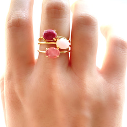 天然石　ペルー産　ピンクオパール　爪留めリング　指輪　silver925 18kgp 7枚目の画像