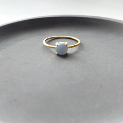 天然石　ペルー産　エンジェライト　爪留めリング　指輪　silver925  18KGP 2枚目の画像