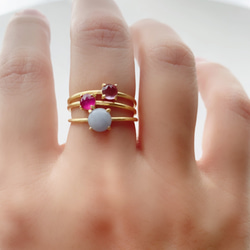 天然石　マダガスカル産　ルビー　ローズカット　爪留めリング　指輪　silver925  18KGP 7枚目の画像