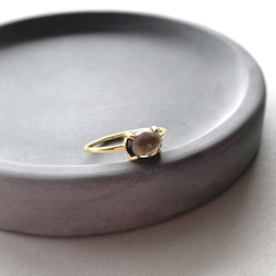 天然石　宝石質　スモーキークォーツ　爪留めリング　指輪　silver925  18kgp 4枚目の画像