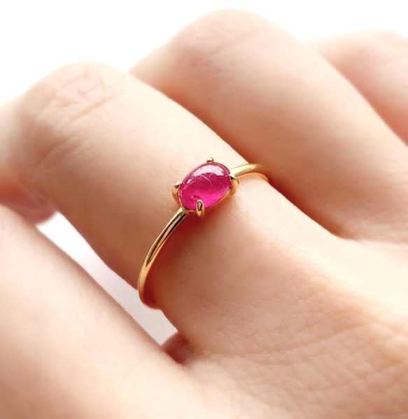 モザンビーク産 宝石質 ルビー 4×6オーバル 爪留めリング 指輪