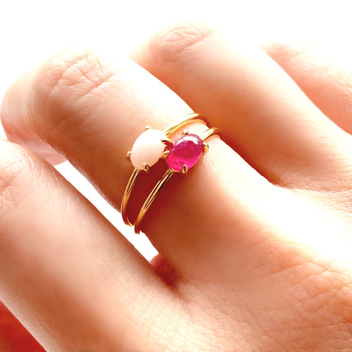 モザンビーク産 宝石質 ルビー 4×6オーバル 爪留めリング 指輪