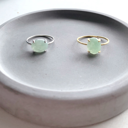 ミャンマー産 翡翠 ジェイダイド オーバル10×8 爪留めリング 指輪 