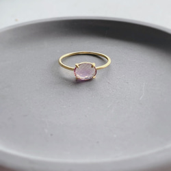 天然石　ブラジル産　ピンクアメジスト　爪留めリング　指輪　silver925  18kgp 4枚目の画像