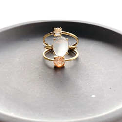 天然石　インド産　ホワイトムーンストーン  爪留めリング　指輪　silver925  18KGP 4枚目の画像