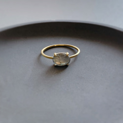 天然石　マダガスカル産　ラブラドライト　爪留めリング　指輪　silver925   18kgp 3枚目の画像