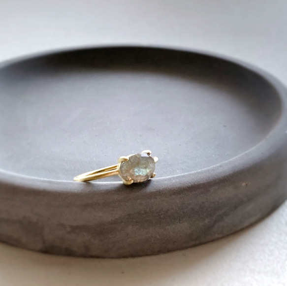 天然石　マダガスカル産　ラブラドライト　爪留めリング　指輪　silver925   18kgp 4枚目の画像