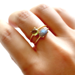天然石　マダガスカル産　ラブラドライト　爪留めリング　指輪　silver925   18kgp 5枚目の画像