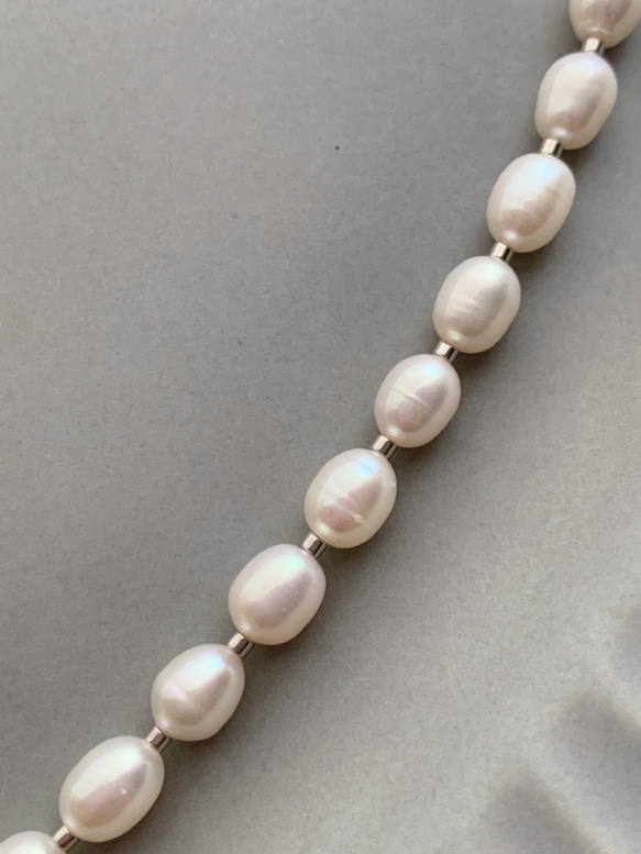 necklace ♥︎  一点もの　♥︎ 淡水パール×シルバービーズ　ネックレス 3枚目の画像