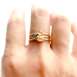 天然石　オレンジムーンストーン  4×6オーバル　爪留めリング　指輪　silver925 18KGP 5枚目の画像