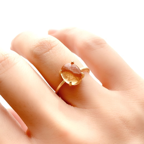 ◇再入荷◇ 天然石 ブラジル産 AAA シトリン 10×8 爪留めリング 指輪  