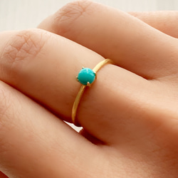 ターコイズの一粒リング 14㎏f オープンリング K14 天然石 重ね付け