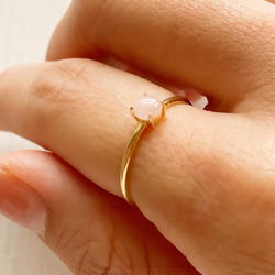 天然石　ピンクグァバクォーツ　爪留めリング　指輪 1枚目の画像