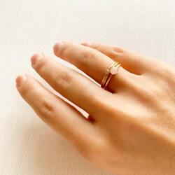 天然石　ピンクグァバクォーツ　爪留めリング　指輪 6枚目の画像