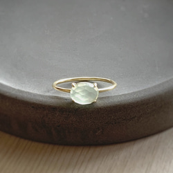 天然石　シーブルーカルセドニー　オーバル　爪留めリング　指輪 4枚目の画像