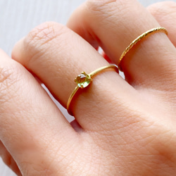 天然石　ローズカット　ペリドット　AAA  爪留めリング　指輪　母の日ギフト 1枚目の画像