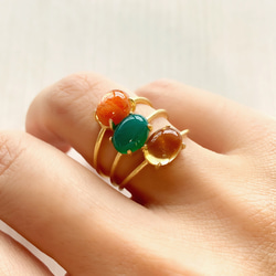 天然石　グリーンオニキス　AAA  爪留めリング　指輪 7枚目の画像