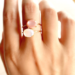 高品質　ピンクシェル　AAA  爪留めリング　指輪 4枚目の画像