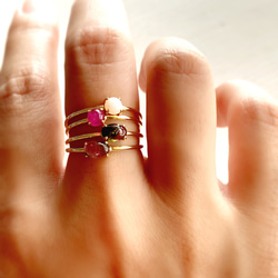 天然石　バイカラートルマリン　ウォーターメロントルマリン　爪留めリング　指輪 5枚目の画像