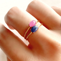 天然石　ケニア産　ピンクサファイア　AAA  爪留めリング　指輪 4枚目の画像