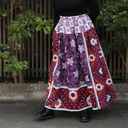 【送料無料】カンガのヨーク付きスカート｜アフリカ布スカート 1枚目の画像