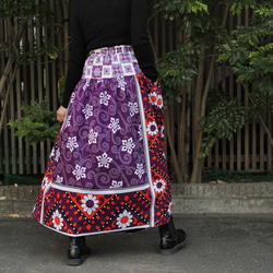 【送料無料】カンガのヨーク付きスカート｜アフリカ布スカート 2枚目の画像