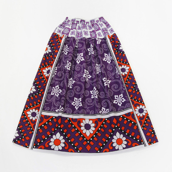 【送料無料】カンガのヨーク付きスカート｜アフリカ布スカート 3枚目の画像