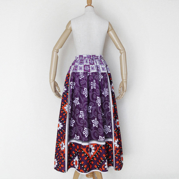 【送料無料】カンガのヨーク付きスカート｜アフリカ布スカート 10枚目の画像
