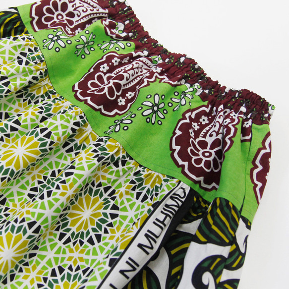 【送料無料】カンガのヨーク付きスカート｜アフリカ布スカート 3枚目の画像