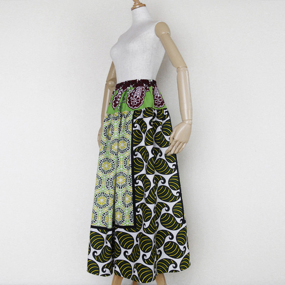 【送料無料】カンガのヨーク付きスカート｜アフリカ布スカート 7枚目の画像
