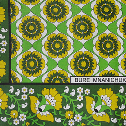 カンガ｜グリーン × リーフグリーン アラベスク / アフリカ布 / アフリカンプリント 3枚目の画像