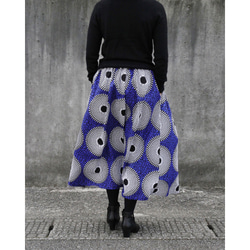 アフリカ布のふんわりギャザースカート｜ロングスカート / マキシ丈 4枚目の画像