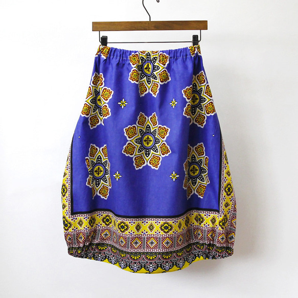 アフリカ布のバルーンスカート（カンガスカート）コクーンスカート 大人かわいい 春スカート 2枚目の画像