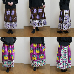 【アフリカ布のギャザースカート】サッシュベルト付き 7枚目の画像