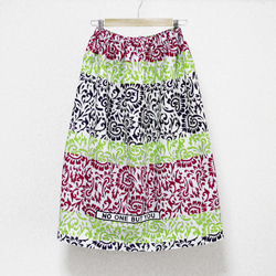アフリカ布のギャザースカート（カンガスカート）鮮やかな色彩 サッシュベルト付き 1枚目の画像